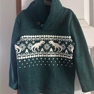 Jumping Beans 3T toddler Green Dinosaur Sweater with White Pattern